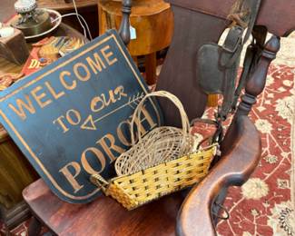signage, rocking chair and more