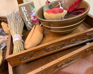old wooden drawers with intricate carving