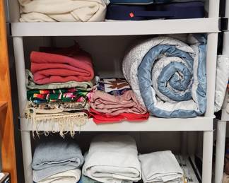 Blankets, sheets, comforters and pillows.