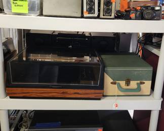 Voice of Music turntable and Victrola 45 turntable.