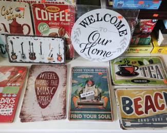 Metal signs.