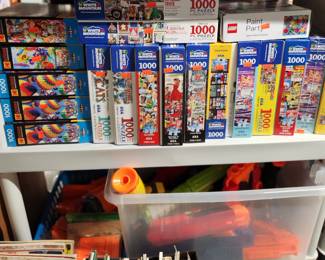 Puzzles and Nerf guns.