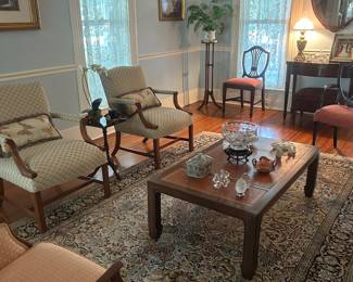Set of 4 shield back side chairs and lovely tilt top game table