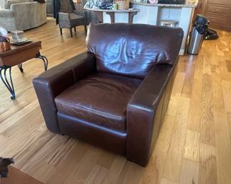 Moroni Brown Leather chair 39"W x 43"D x 33"H.  Really comfortable, good condition