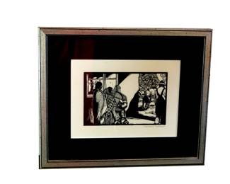 Barbara Cook Latham "Taos Village with Pueblo Indians"