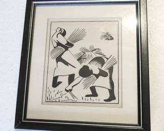 Kenneth Adams Block Print Study for "The Harvest"