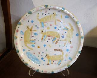 Jim Wagner Painted Cat Plate