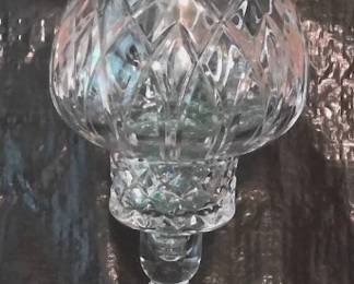 Vintage 12" Cut Crystal Glass Hurricane Hobnail Lamp Candle Holder Tea Light Lamp Delicate Witchy Bohemia Czech Floral Art Deco.