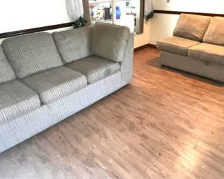 SOFAS, brown, set of 2 matching, brown/tan, stripes