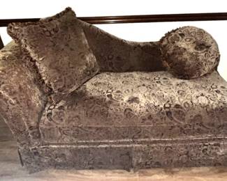 Chair, Chaise lounge chair with decorative pillows, brown.