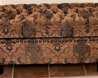 Upholstered bench, Bohemian bench, Rustic home decoration, Storage ottoman bench.