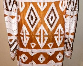 TAN WHITE FRINGE DRESS. Beautiful, stylish selection to choose from.