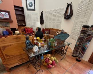 Wrought iron glass top table