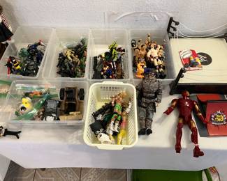 wrestling figures and ring, GI Joe, etc.