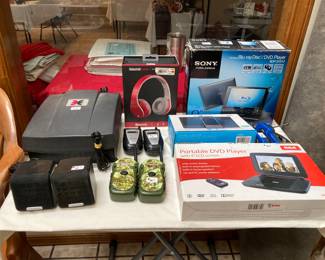 personal DVD players, walkie-talkies, speakers, bluetooth headphones, etc.