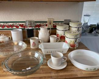 vintage Glasbake, Pyrex, canisters, etc.
