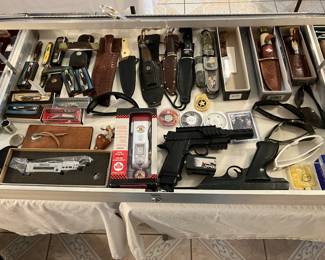 hunting knives, pellet guns, etc.