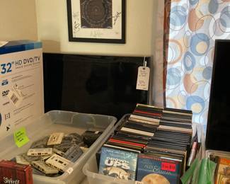 DVDs, Sanyo TV, cassettes, etc.