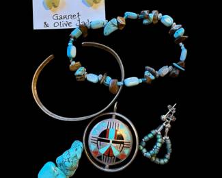 LOT - Southwestern Sterling SILVER and Turquoise Jewelry