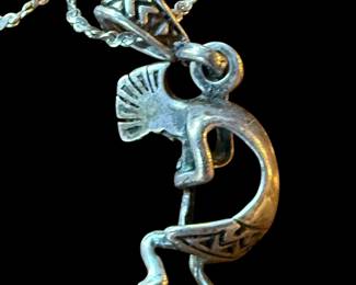 Sterling SILVER Kokopelli Necklace with Sterling SILVER Bracelet