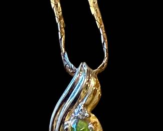 14KT GOLD Necklace with Peridot Stones