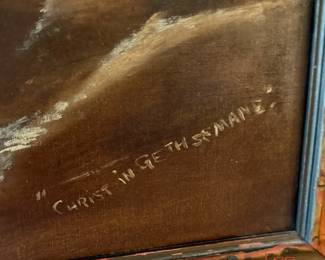 Antique Original Oil on Canvas "CHRIST IN GETHSEMANE"