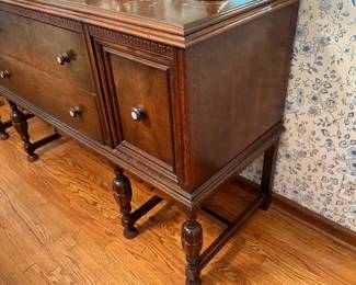 Antique ABERNATHY FURNITURE CO Buffet with Mother of Pearl Inlay Pulls