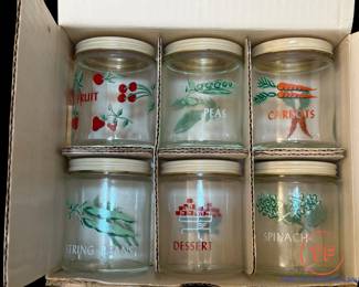 Vintage "Baby's Refrigerator Set" Painted Jars Set