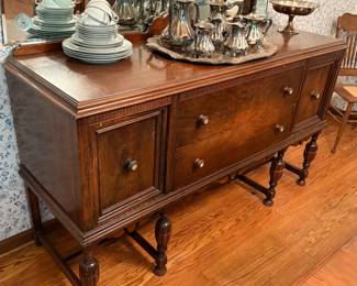 Antique ABERNATHY FURNITURE CO Buffet with Mother of Pearl Inlay Pulls