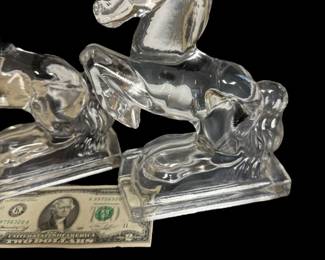 Vintage LE SMITH Glass Horse Bookends