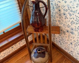 Antique Sled with Pottery Pieces