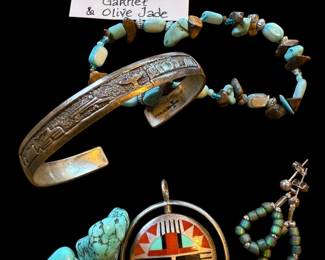LOT - Southwestern Sterling SILVER and Turquoise Jewelry