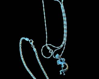 Sterling SILVER Kokopelli Necklace with Sterling SILVER Bracelet