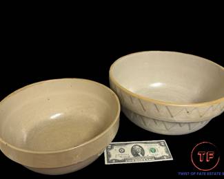 Antique RUCKEL'S Stoneware Bowl with Additional Stoneware Bowl