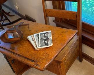 Antique Moulthrop Oak School Desk