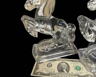 Vintage LE SMITH Glass Horse Bookends