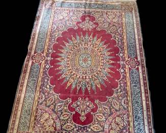 Vintage Hand Knotted Silk Rug