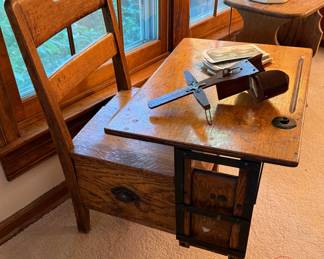 Antique Moulthrop Oak School Desk