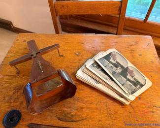 Antique Stereoscope with Stereoview Cards