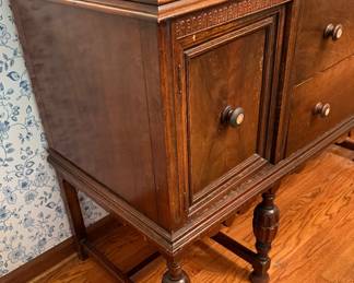 Antique ABERNATHY FURNITURE CO Buffet with Mother of Pearl Inlay Pulls
