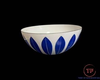 CATHRINE HOLM Norway Cobalt BLUE On White Arne Clausen Enamelware Lotus Bowl
