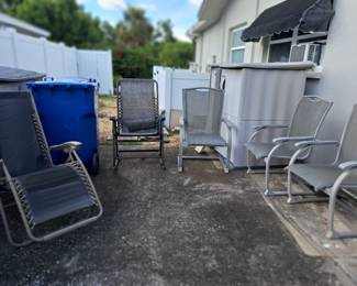PATIO CHAIRS, STORAGE CONTAINERS