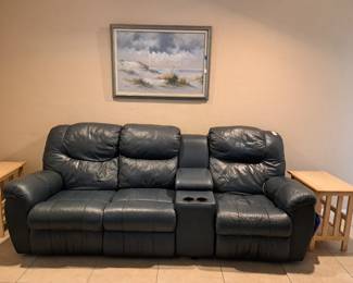 DARK BLUE SOFA WITH RECLINERS