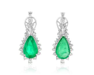 Lot 8251 Emerald Diamond EarringsGIA Certified