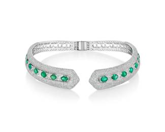 Lot 8253 Emerald Diamond Choker NecklaceGIA Certified