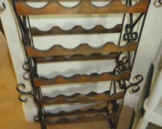 6 Tier Cast Metal/Wood Wine Rack Stand