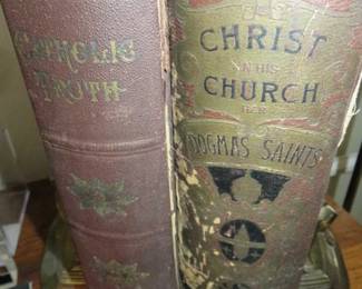 Vintage Leather Bound "Catholic Truth" & "Christ in His Church Dogmas Saints"