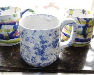 Vintage Coffee Time Pottery Mugs by Cole Pottery Sanford, N.C.  
