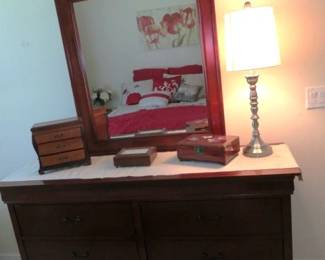 Mahogany 6 Drawer Dresser with Mirror