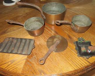 Vintage Copper Pots & Pizza Cutter